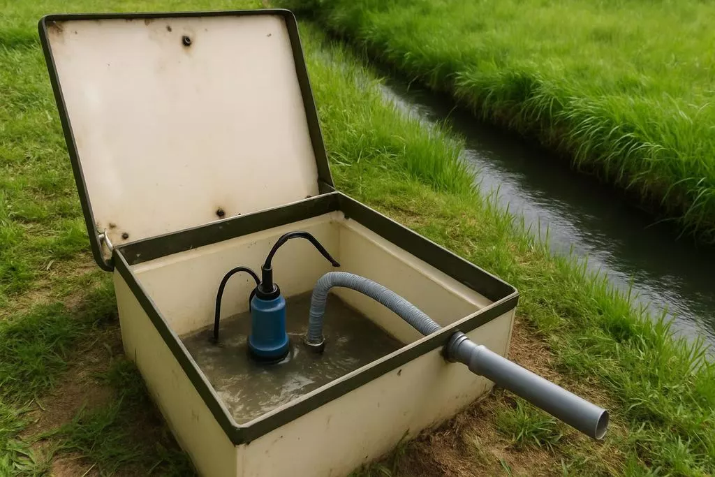 Станция биоочистки с насосом для вывода воды